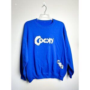 Cocky CSO Crewneck Gold Metallic Super Soft Teddy Bear Sweatshirt Blue Unisex
